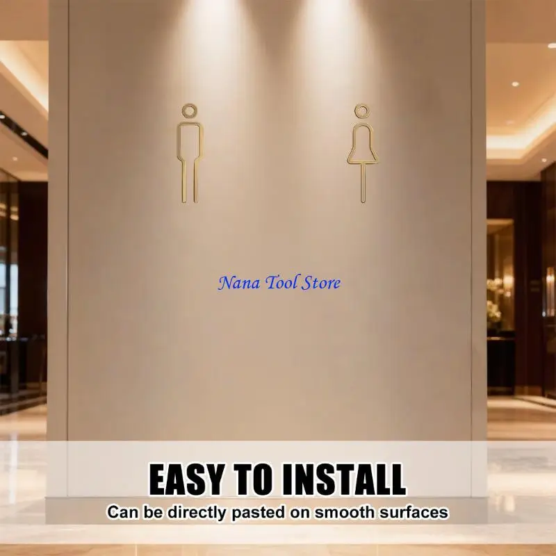 31GJ Golden Black Metal Toilet Plaque Rustproof Simple Mounting Household Decoration