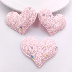 50Pcs/Lot 5.4*4.3CM Sequin Heart Padded Appliques For DIY Handmade Children Headwear Garment Accessories Patches