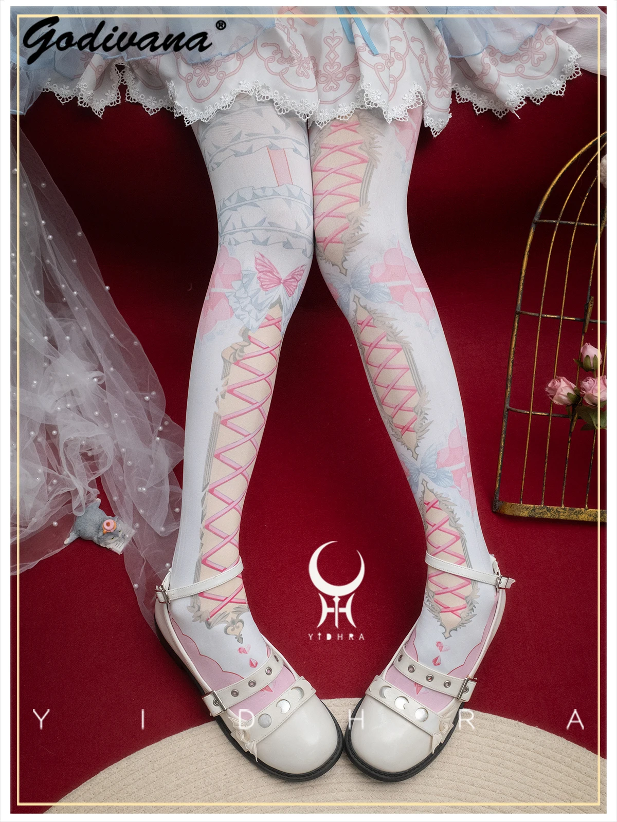 لوليتا مطبوعة جوارب طويلة جديدة للهالوين لطيف فتاة المرأة نحيل لطيف لو الجوارب كوس جوارب