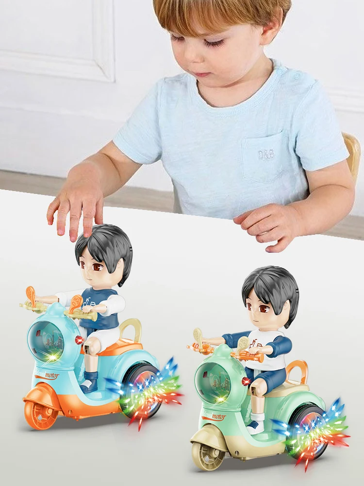 Simulation Motorbike Kid Electric Tricycle Sitting Cartoon Characters Model Children‘s Puzzle Music Toys Birthday Gifts