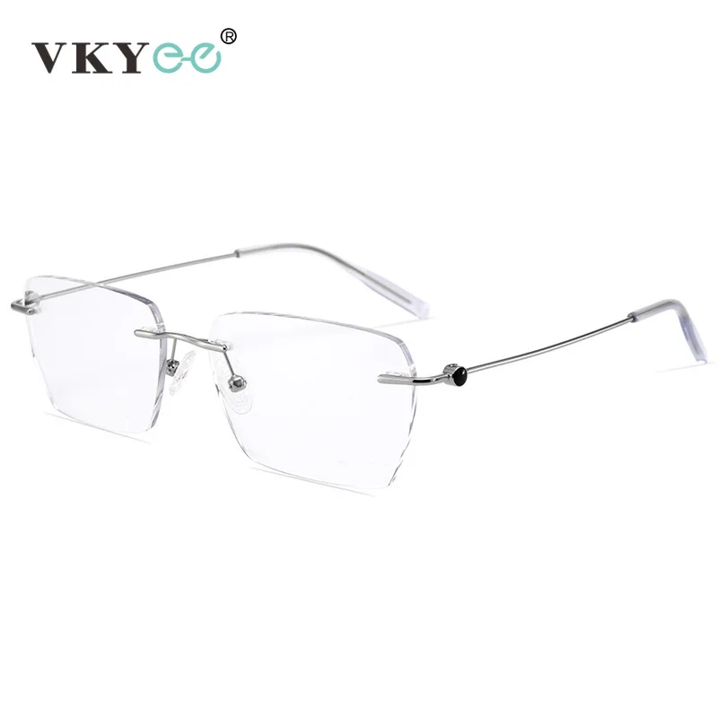 VICKY Fashion Rimless Myopia Glasses Men Unisex Titanium Anti Blue Light Glasses Women Custom Prescription Reading Glasses 0621