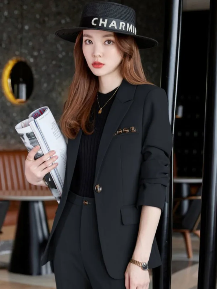 Women Blazer Simple Fashion Casual Long Sleeve Chic Elegant Outerwear Temperament Solid All-match Jacket Clothing New