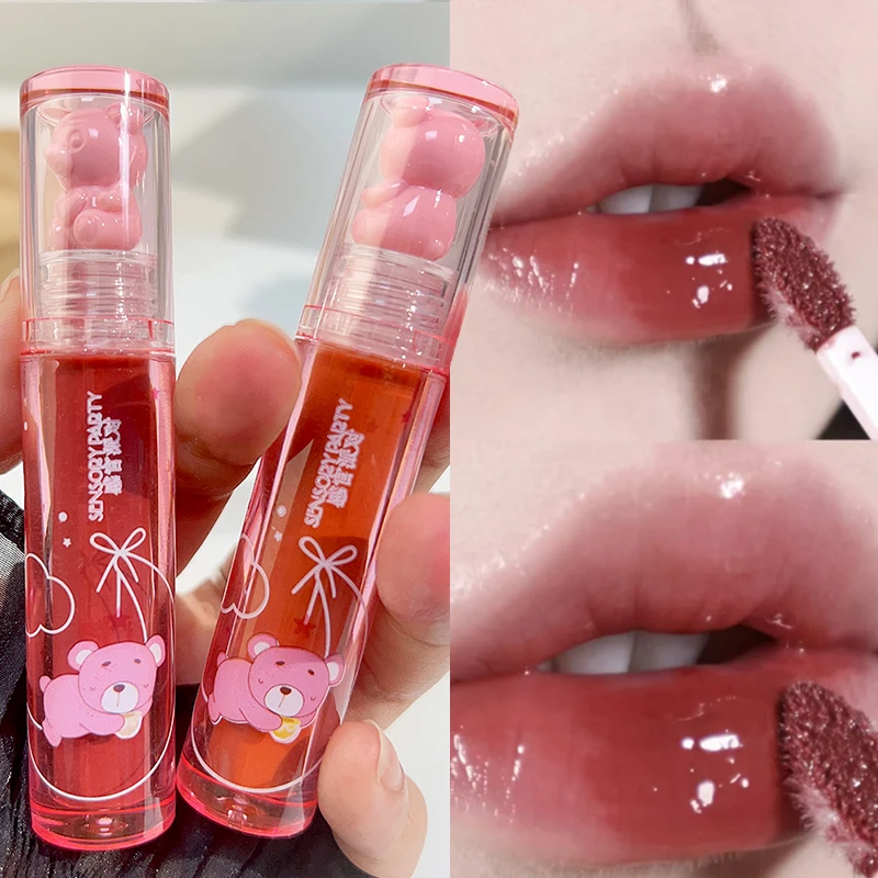 Espelho hidratante rosa vermelho brilho labial água luz geléia chá vermelho batom líquido à prova dwaterproof água duradoura lábio esmalte maquiagem cosméticos