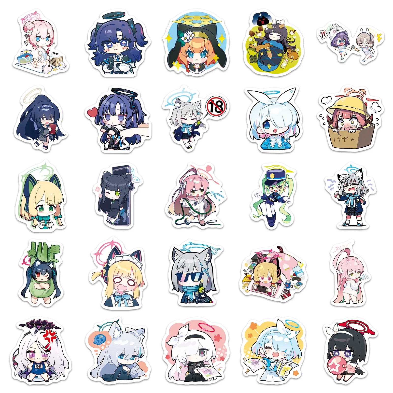 50PCS Q-versie Blauw Archief De Animatie Japanse Animatie Leuke Decoratie Bagage Telefoonhoes Waterdichte Sticker Kinderspeelgoed