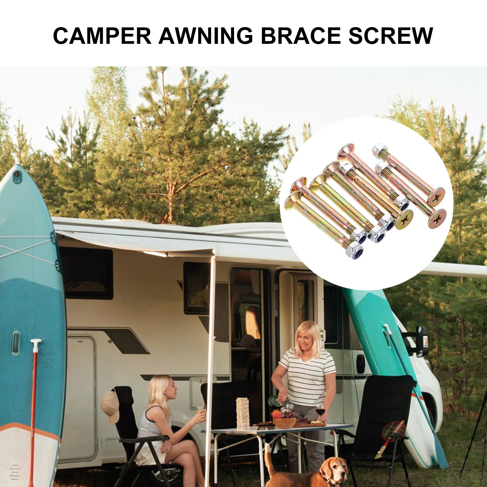 

8Pcs Rv Awning Brace Parts Heavy Duty Metal Hexagon Head Screws Secure Camper Awning Arm Replacement Stable Support Poles