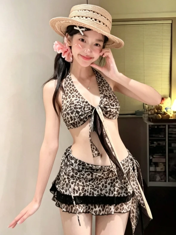 

2026 Sweet Trendy High Waist Slim Fit Split Bikini Set Women Fairy Print Swimwear Beach Vacation Summer Party Fashion Chic New
