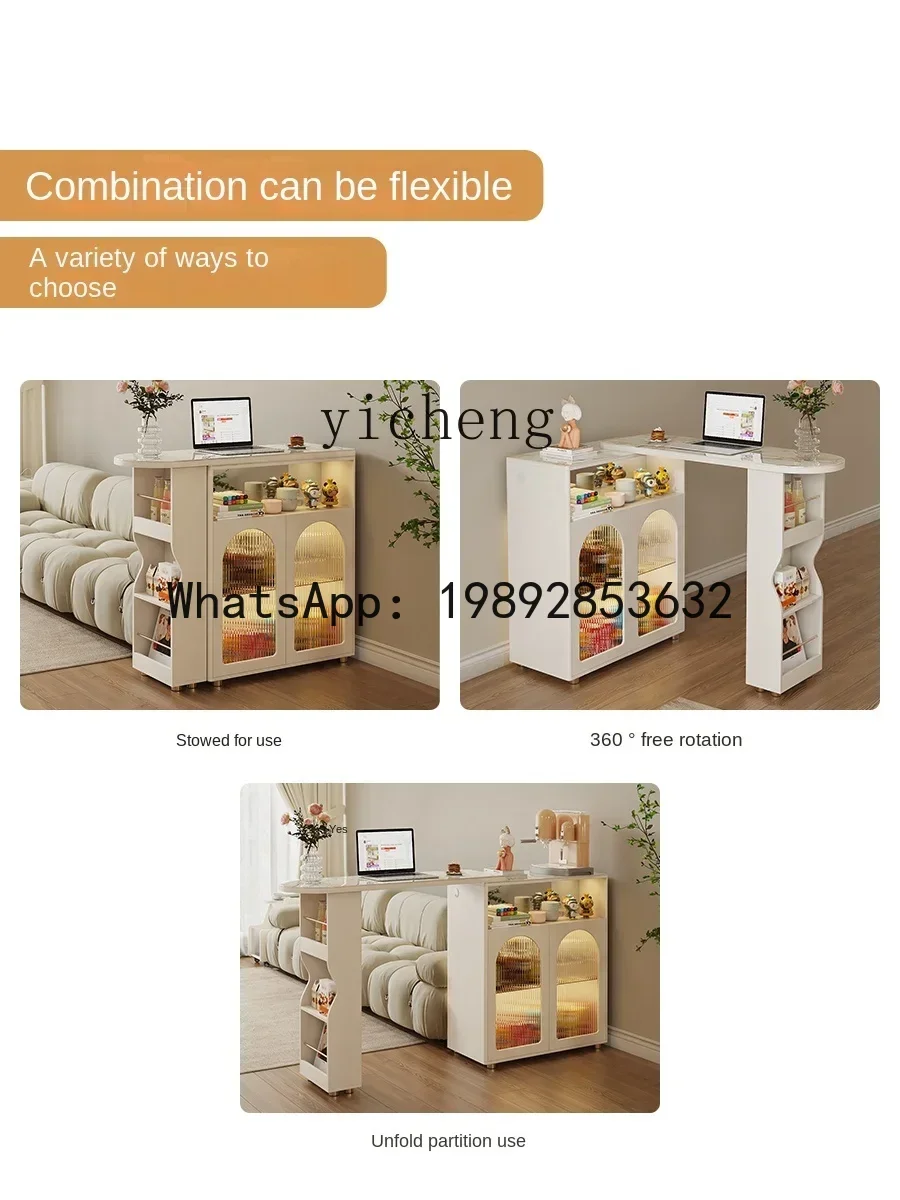 

Cream Wind Retractable Bar Counter Household Small Apartment Partition Side Cabinet Dining Table Locker