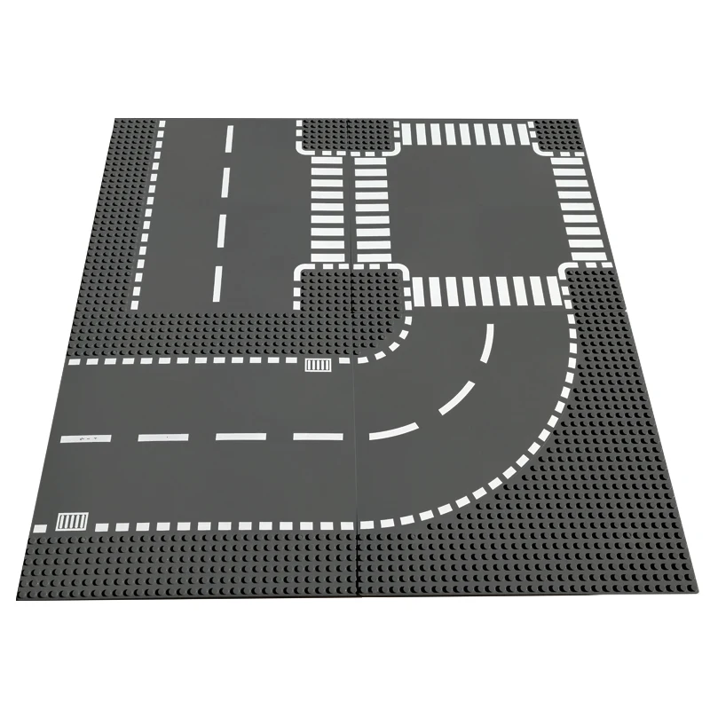 Road plate Building blocks DIY city street view Straight Baseplate curved crossroad 32x32 dots compatible construction toys