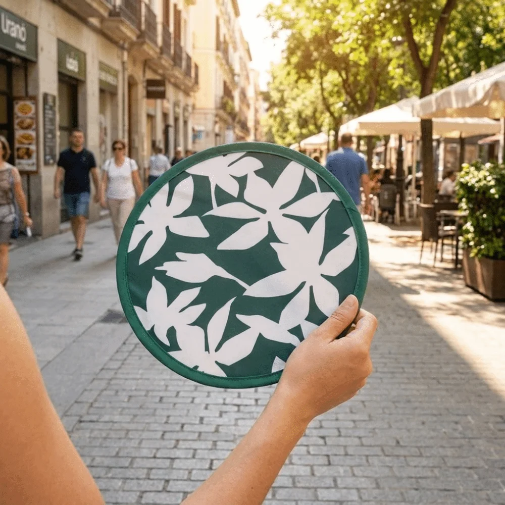 Hand Fan Japanese Style Portable Folding Fan Collapsible Mini Handheld Fan with Pocket Colorful Flying Disc Fan Summer