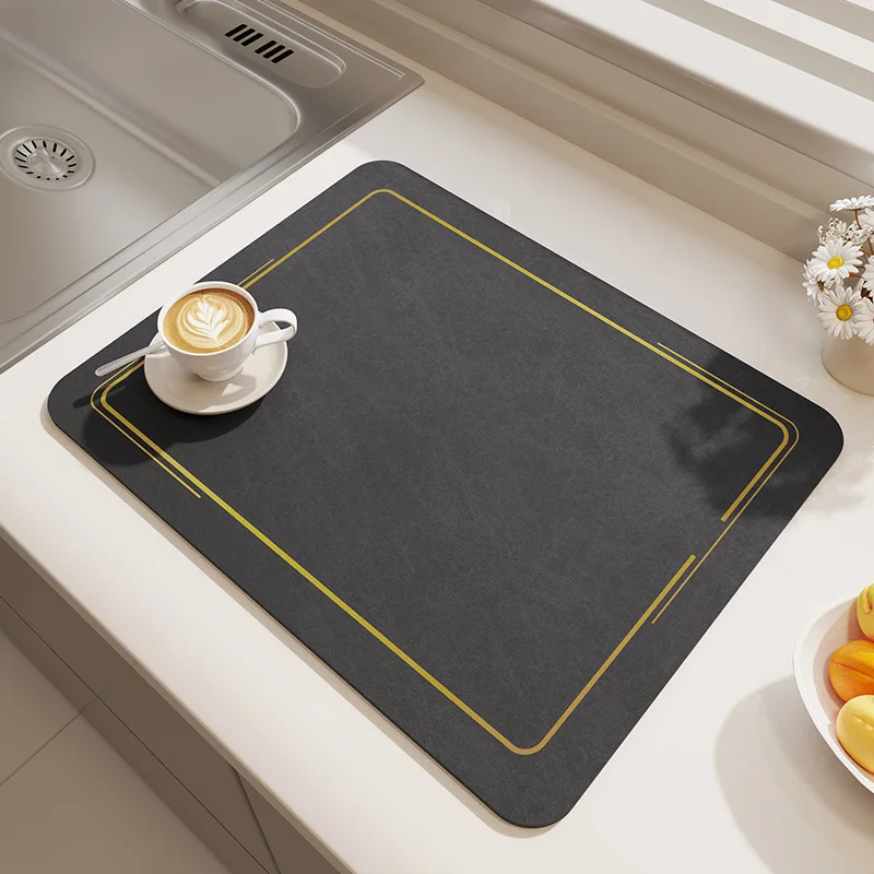 

Drain Mat Hide Stain Coffee Mat Rubber Backed Table mat Super Absorbent Dish Drying Mat for Kitchen Counter Easy Clean Dish Rack