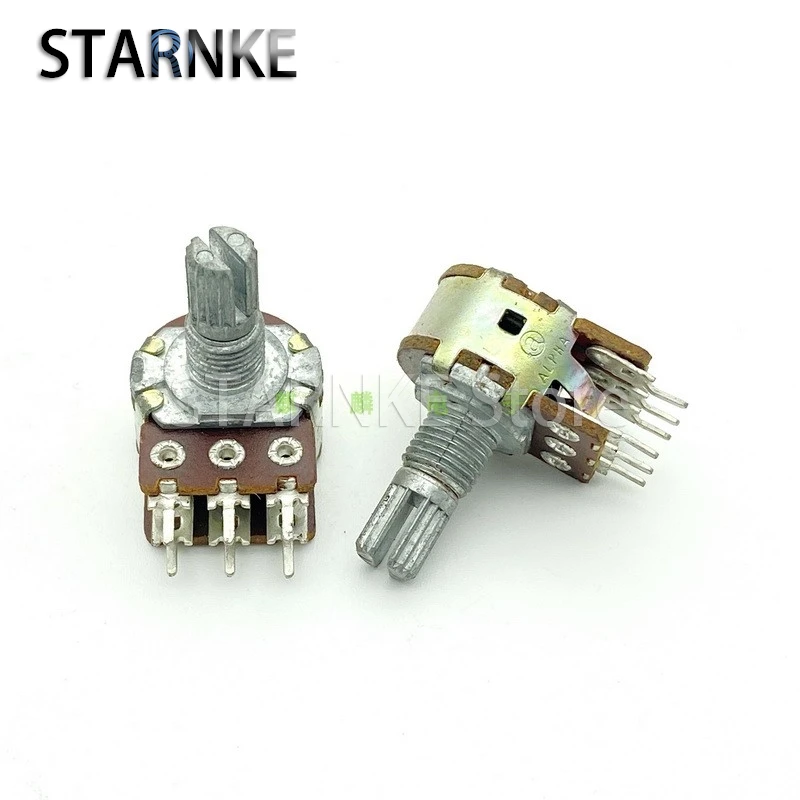 2 peças 16 tipo a20k amplificador de alto-falante potenciômetro de volume de alto-falante 6 pinos duplo 15mm eixo de flor a203