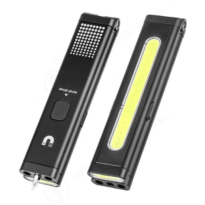 RGB COB Ultra Thin Portable Light USB Fast Charging Outdoor Camping Work Emergency Flashlight Multi Function