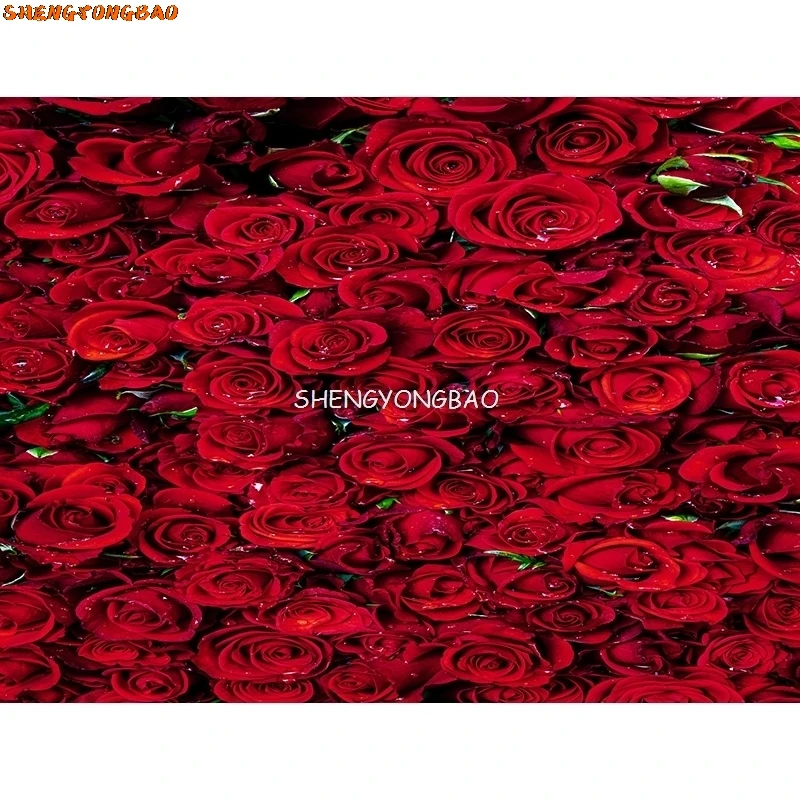 SHENGYONGBAO Valentine's Day Photography Backdrops Wooden Board Flower Party Backgrounds Birthday Decor Photo Backdrop QMH-02