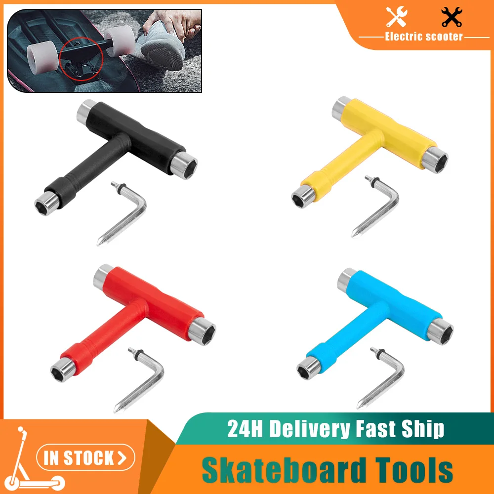 

Skateboard Tools T Shape Skateboard Wrench Kit Multifunction MTB Bike Electric Scooter Snowboard Wrench Adjusting Tool Kit