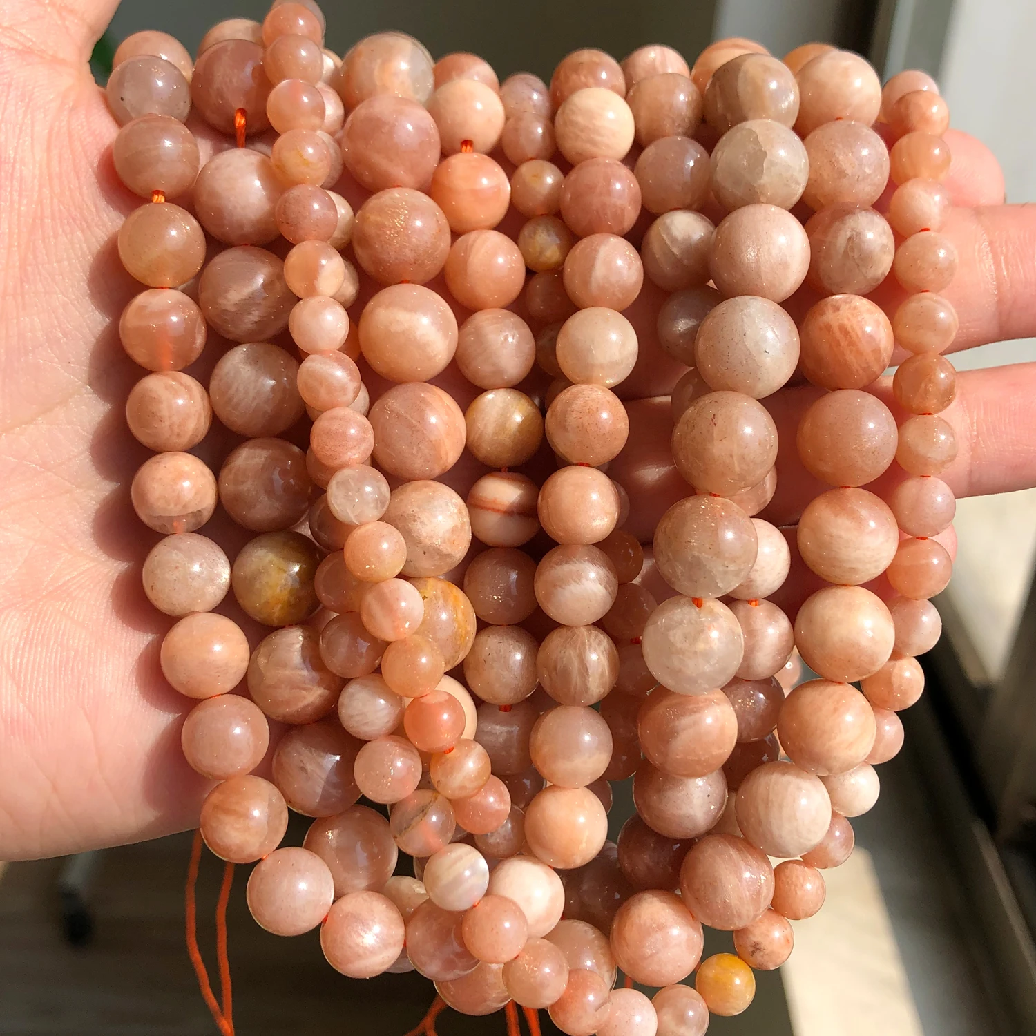 Natural Stone Sunstone Beads 4 6 8 10mm Round Spacer Beads for Needlework Jewelry Making Handmade Diy Bracelet Necklace 15 Inch