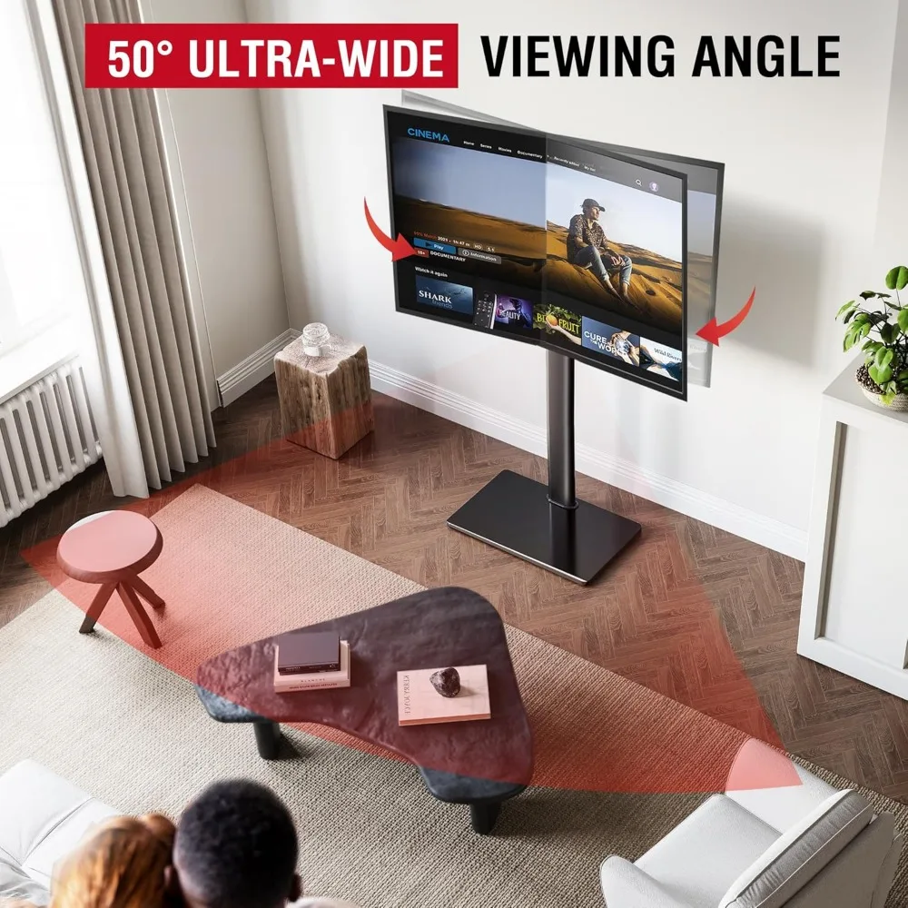 Floor TV Stand with Swivel Mount for 43 to 85 Inch TV 8 Level Height Adjustable Tilting TV Floor Stand Tall