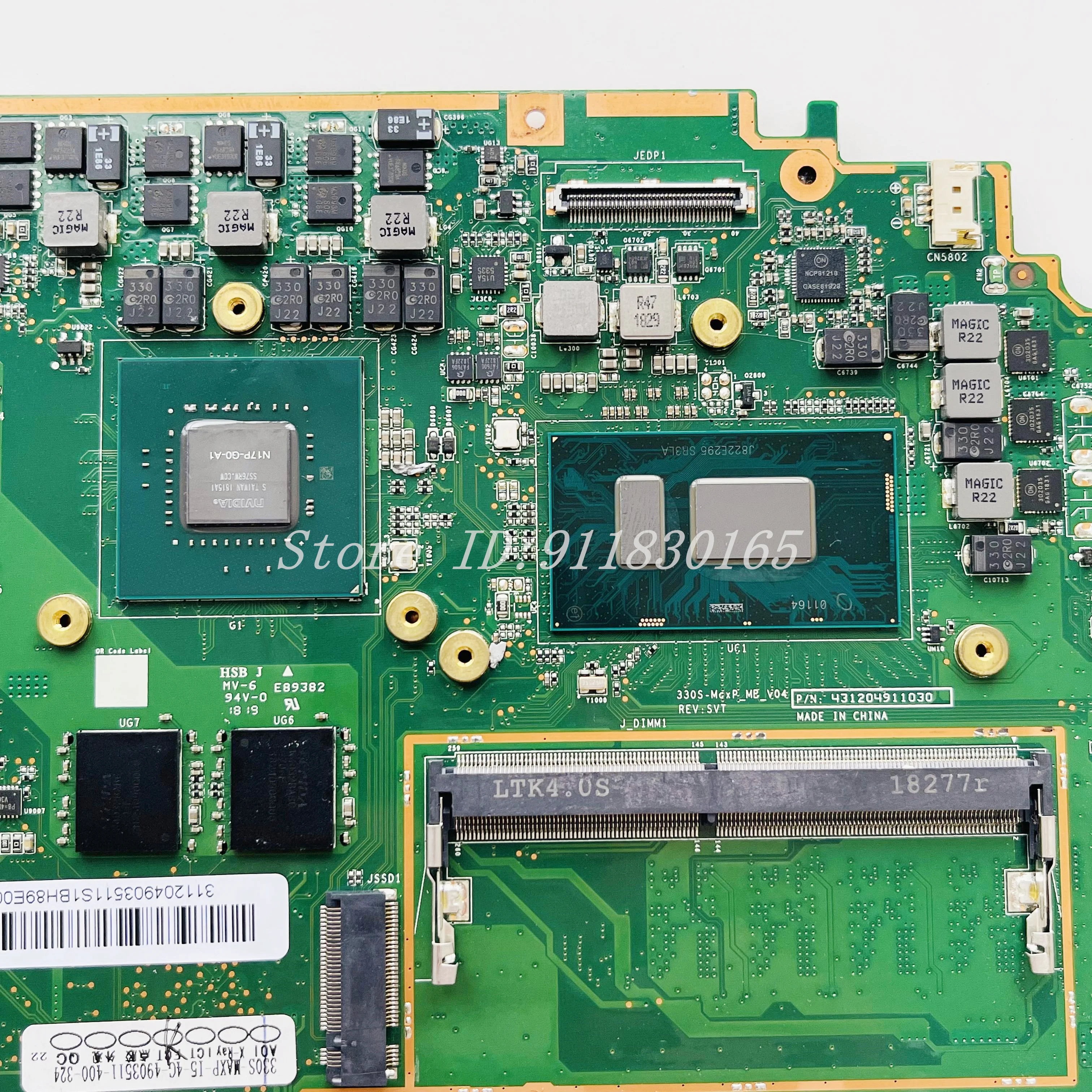 For Lenovo Ideapad 330S-15IKB Laptop Motherboard P/N:431204911030 FRU:5B20R34704 With i5 i7 CPU GTX1050 4GB 4GB-RAM 100% Work