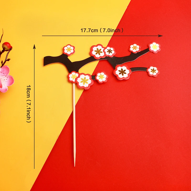 Chinesischer Fu-Charakter-Kuchenaufsatz, Rotgold, Pflaumenblüte, Langlebigkeit, Kuchendekoration für Großeltern, Geburtstagsfeier, Feier, Geschenk – Detail 15