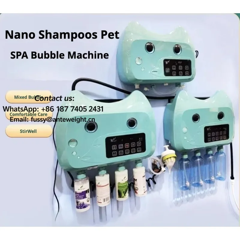 2026 4 Bottles Automatic Shampoo Mixing Dilution Cat Dog Bath SPA Bubble Machine ABS Material Sustainable Pet Grooming Cleaning