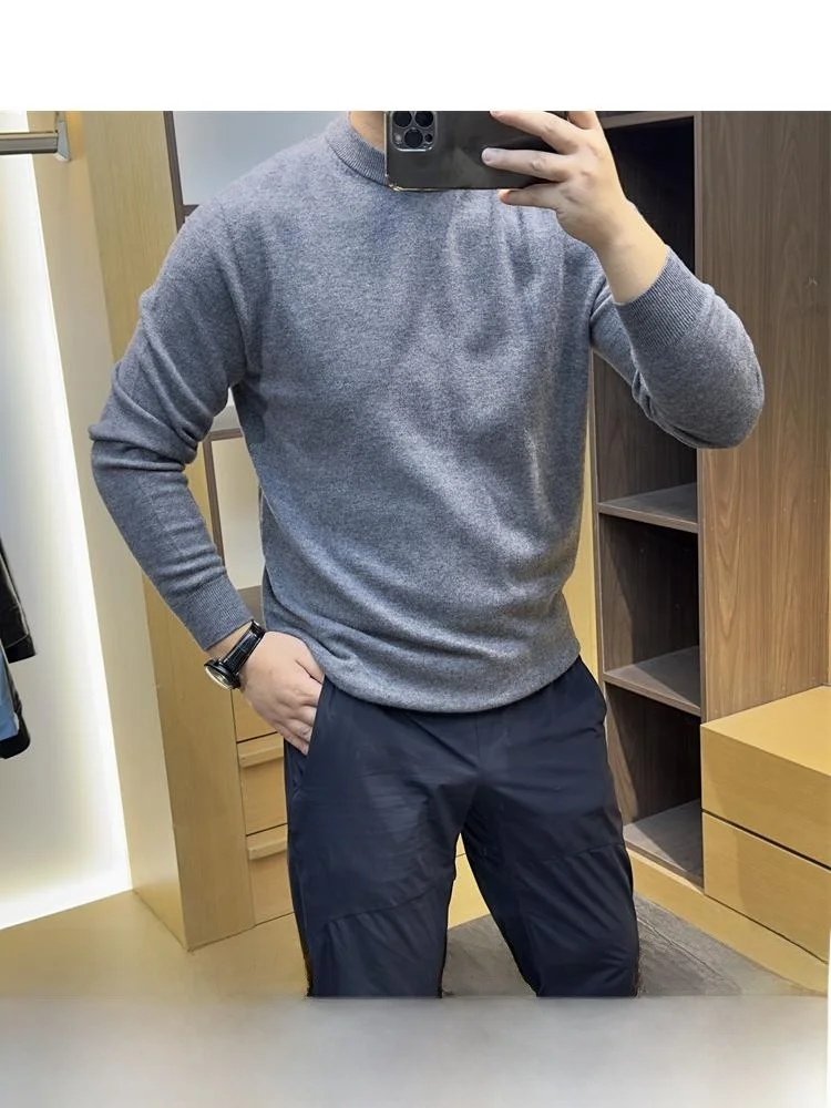 

Итальянский роскошный мужской трикотаж из 00% шерсти, цветной круглый свитер Ne, модный базовый универсальный осенне-зимний сезон...