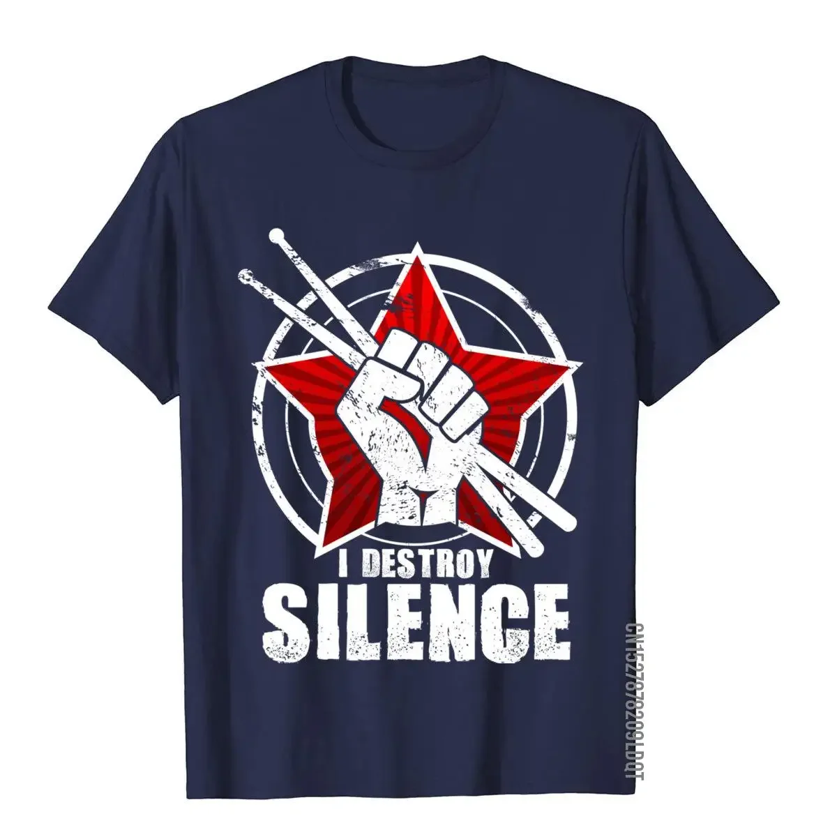 I Destroy Silence - Funny Vintage Drums Drummer Gift Leisure Top T-Shirts Tops Tees For Men Cotton Moto Biker T Shirt