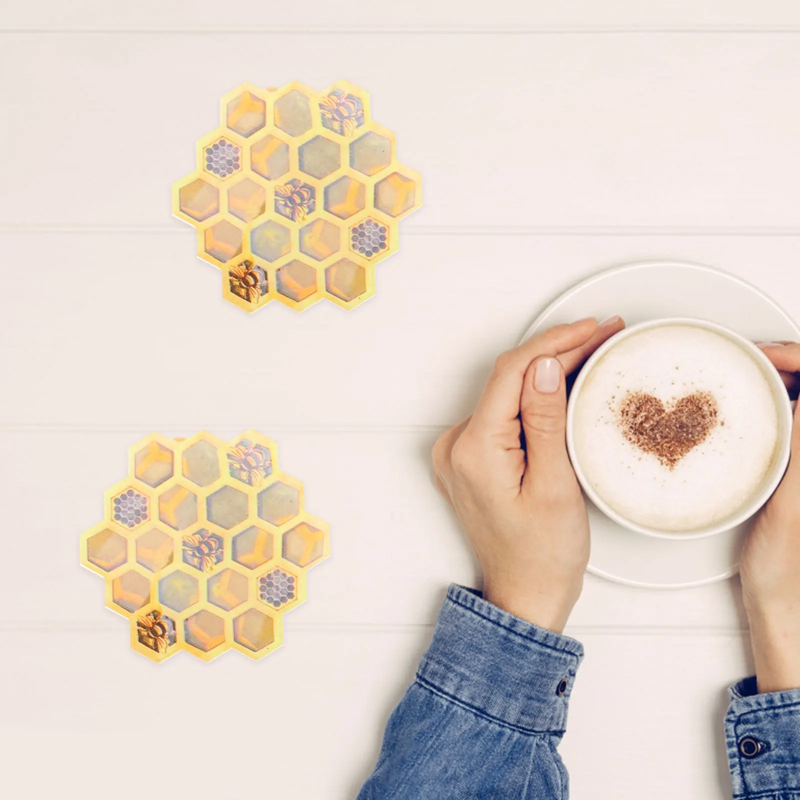 

1 set Cup Coasters Set Honeycomb Design Water Mug Coaster For Dining Table Drink Protector Kitchen Bar Home Pot Mat