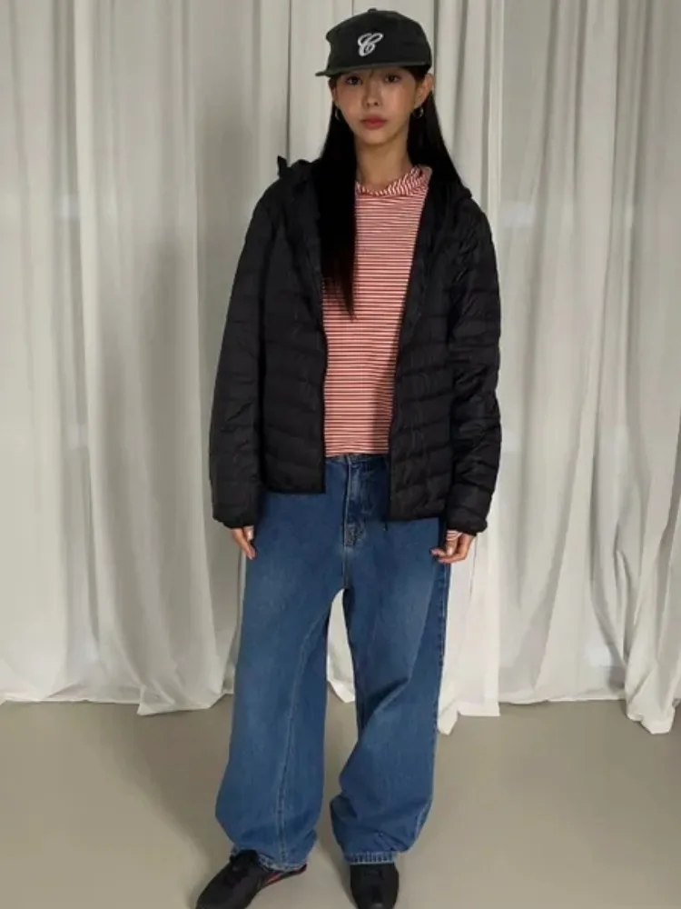 Thickened Warm Fleece High Waist Long Leg Jeans Korean Style Regular Fit Spring Autumn Winter Women's Casual Fashion