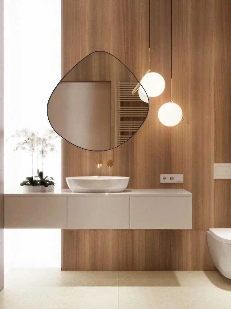 

Bathroom mirror, makeup mirror, wall mounted irregular shaped bathroom, irregular water droplet mirror, entrance decoration, hou