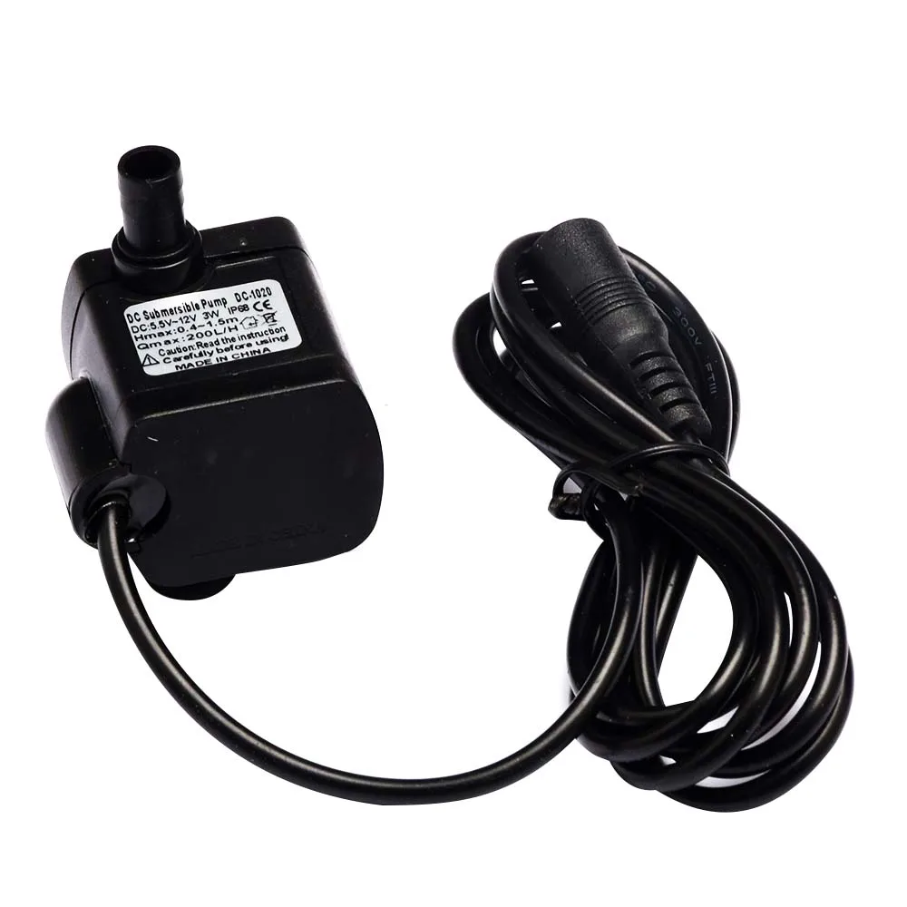 DC12V 3W DC-1020 Mini Solar Submersible Water Pump 300L/H Low Flow DC Pump for Aquarium Fountain Hydroponics