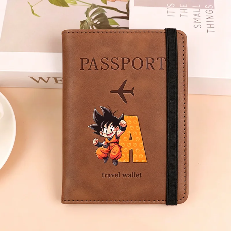 Funda de Pasaporte de Cuero PU con Diseño de Dragon Ball, Organizador para Hombre, Protector de Tarjetas, Portadocumentos, Estuche de Viaje con Diseño de Anime
