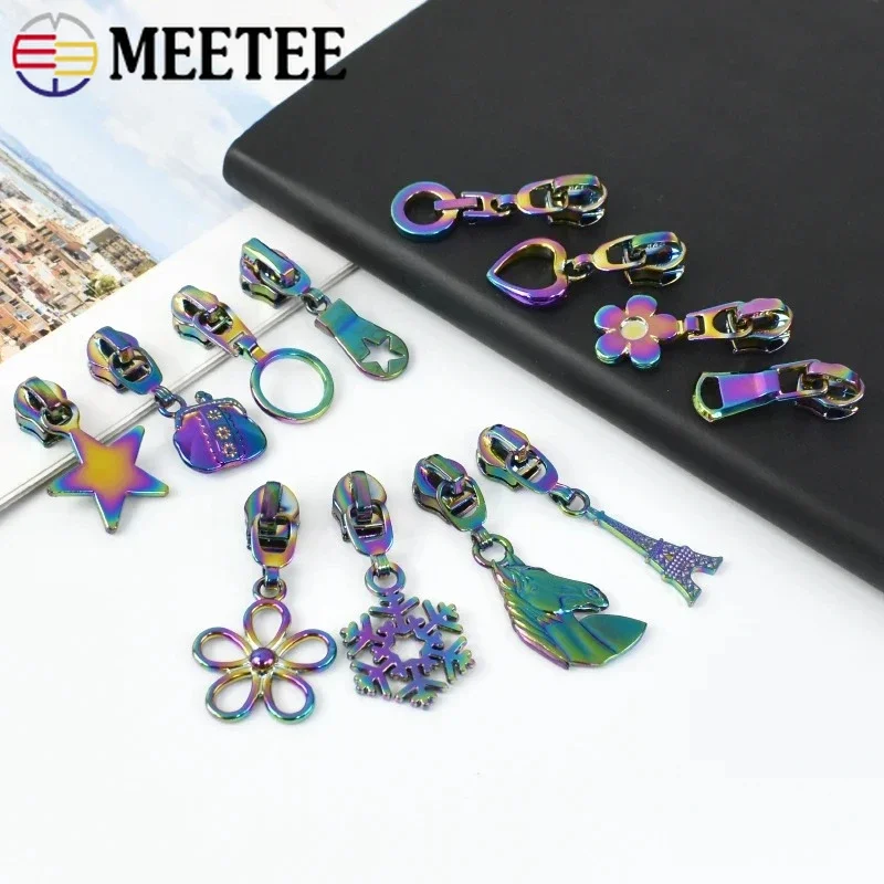 

5/10Pc Meetee 5# Colored Nylon Zipper Puller Sewing Jacket Pocket Closure Zippers Slider Replace Zip Head Repair Kit Accessories