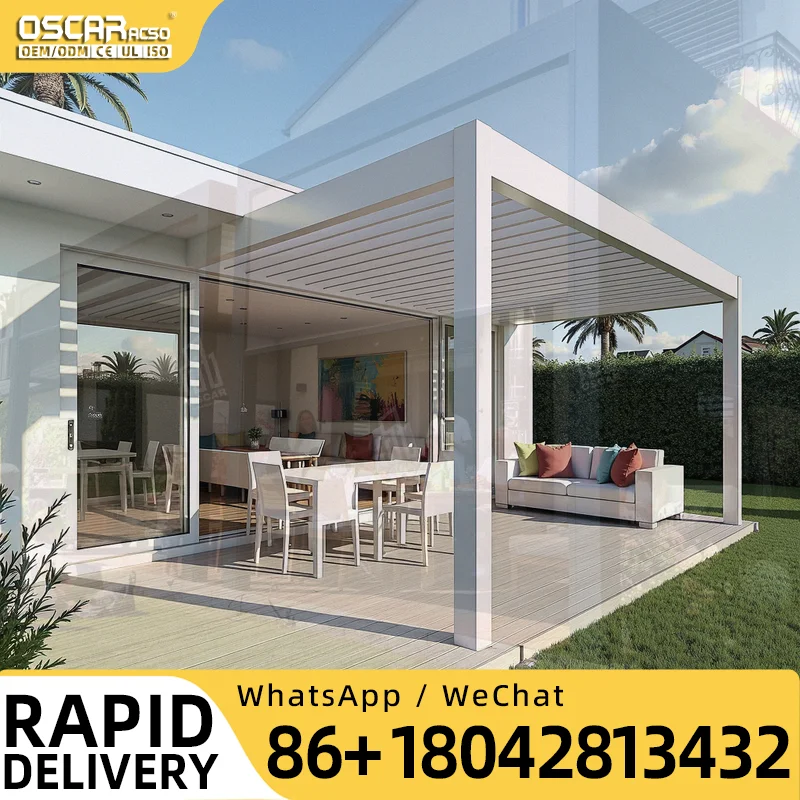 Customizable Motorized Patio Covers for Backyard and Outdoor Kitchen Bioclimatic Aluminum Shade Structure in US pergola
