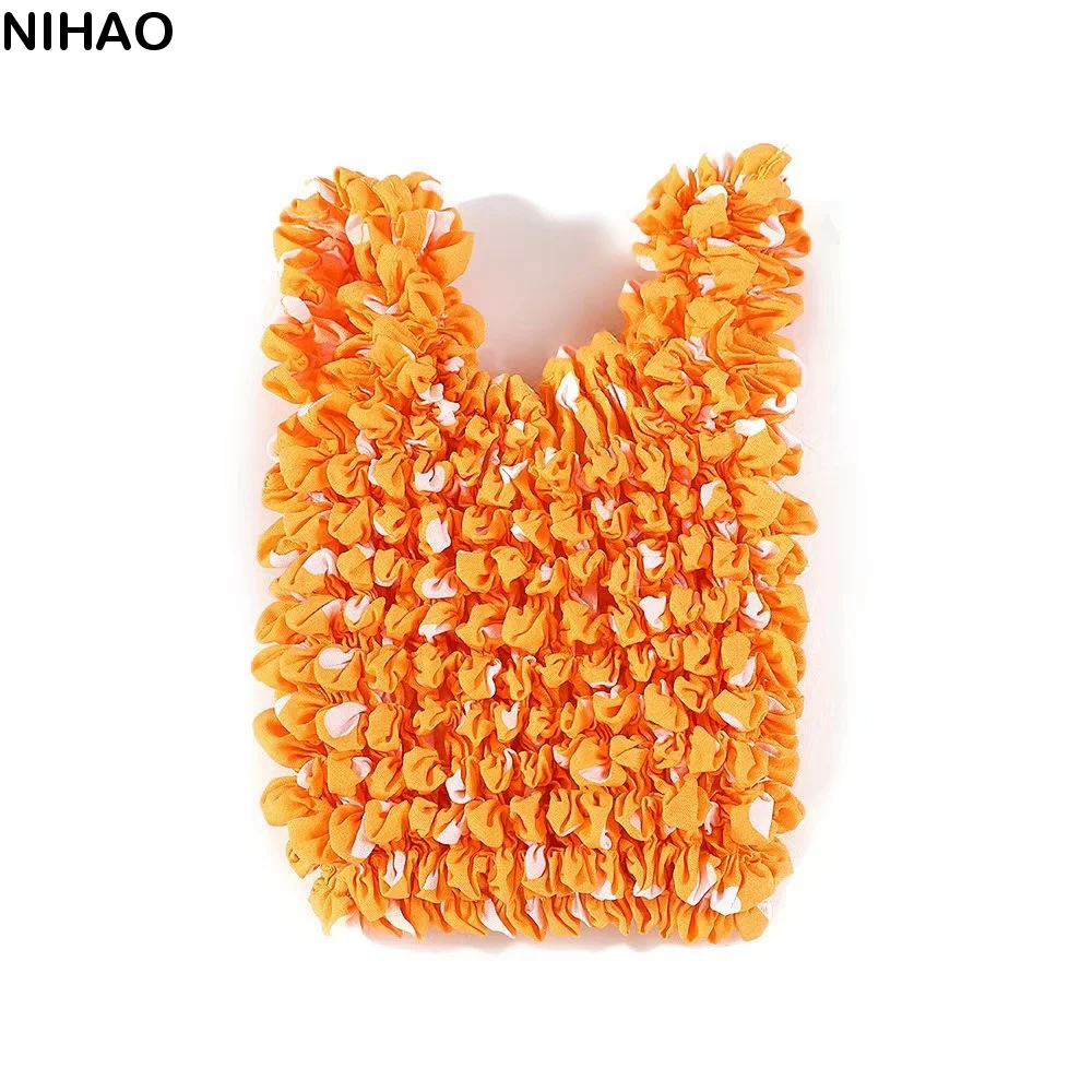 Reusable Bubble Foldable Stretch Bag Large Capacity Shopping Bag Pleated Flexible Handbag Chiffon Multi Purpose Storage Bag