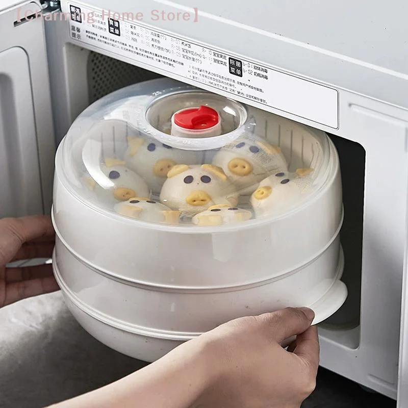 【M】Food Grade PP Microwave Steamer With Lid & Tray - Quick Cookware For Vegetables, Rice, Eggs & Dumplings Kitchen Cookware