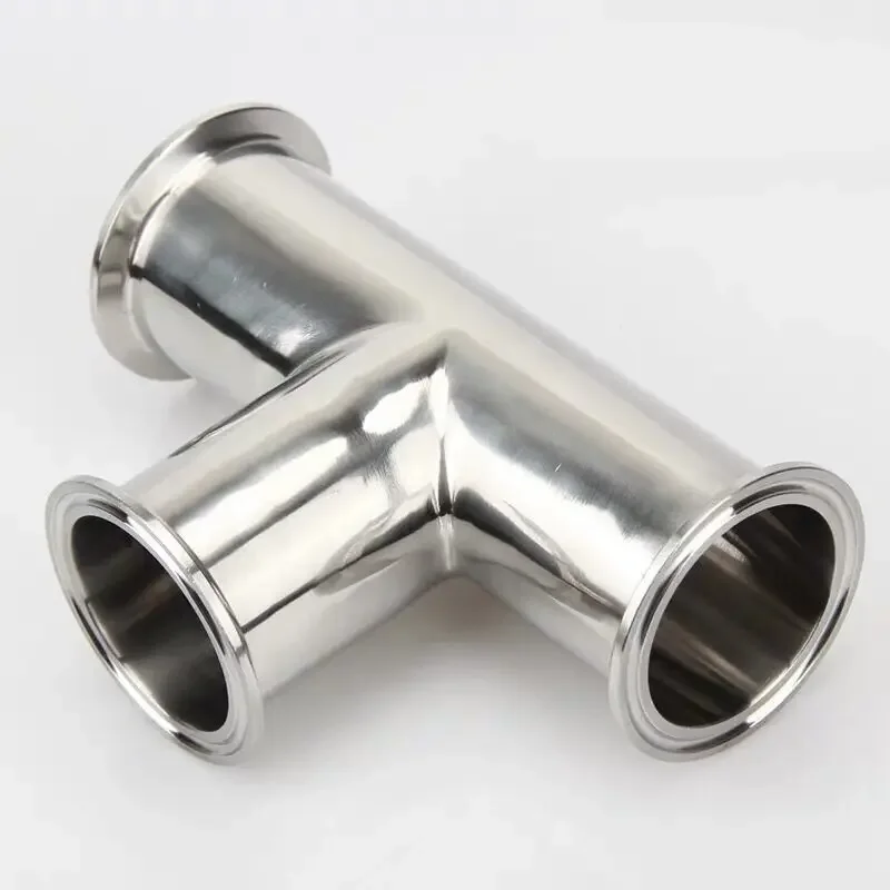 1Pcs 19mm-108mm O/D 304 Stainless Steel Sanitary Ferrule 3 Way Tee Connector Pipe Fitting 1.5\