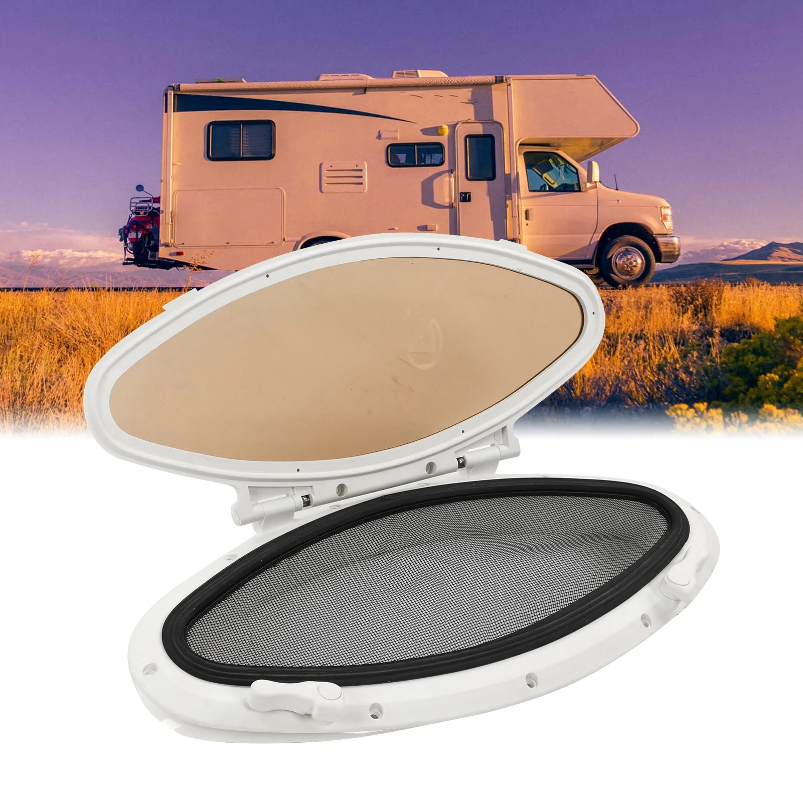 Boat Portlight Good Sealing Inner Opening Elliptical Hatch Porthole Window Sturdy Anti UV with  Handle for Yacht