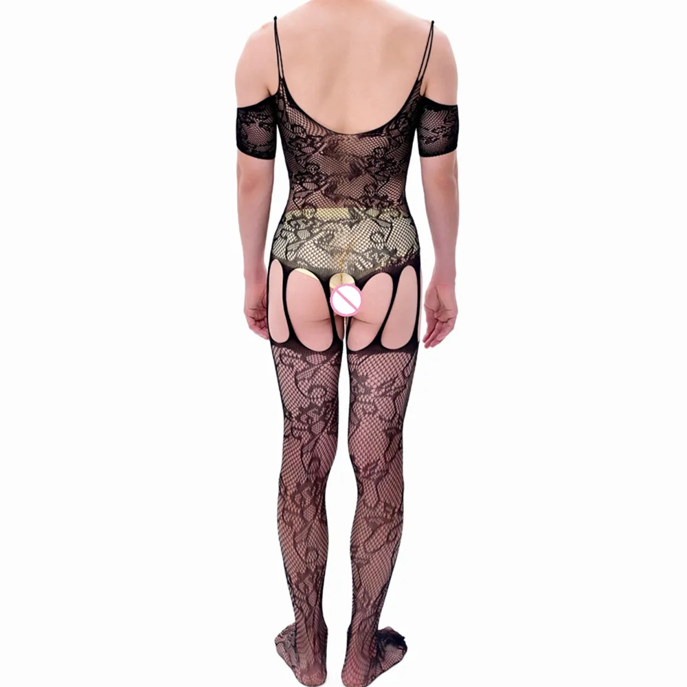 متعدد الألوان الرجال بذلة مثير بوديستوكينج شاش شفاف ارتداءها زوج موضة ملابس النادي الليلي سيسي الرسن ملابس النوم