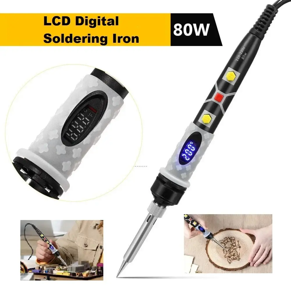 

80W LCD Digital Soldering Iron Soldering Gun with Adjustable Temperature and Fast Heating Ceramic Thermostat