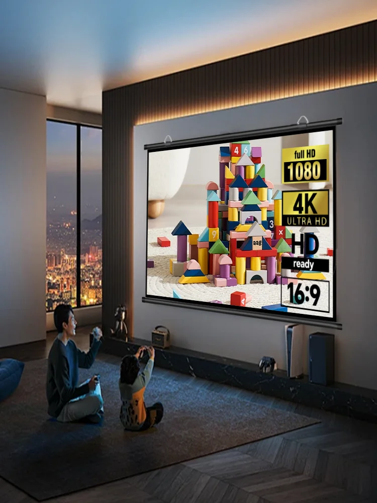 Écran de projection 16:9 lavable de 84 pouces pour écrans de projection intérieur/extérieur/home cinéma/extérieur.