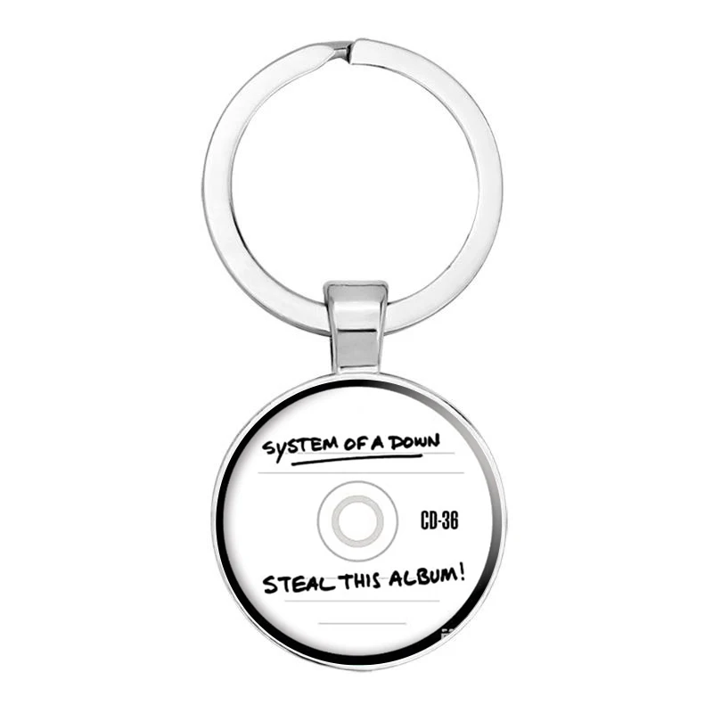 Retro Heavy Metal Band System of A Down Keychain Rock Band Album Cover Aesthetic Glass Dome Key Chain Bag Accessories Decor Fans