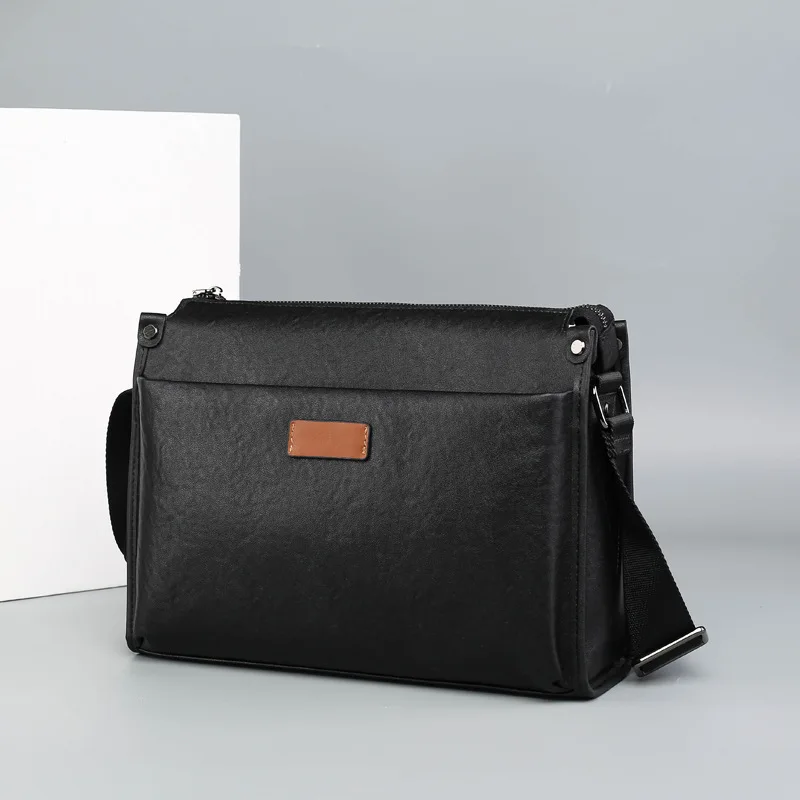 New Single Shoulder Genuine Messenger Luxury Leather Bag Men Casual High-end Large Capacity Cowhide Bag Men's Porte Document