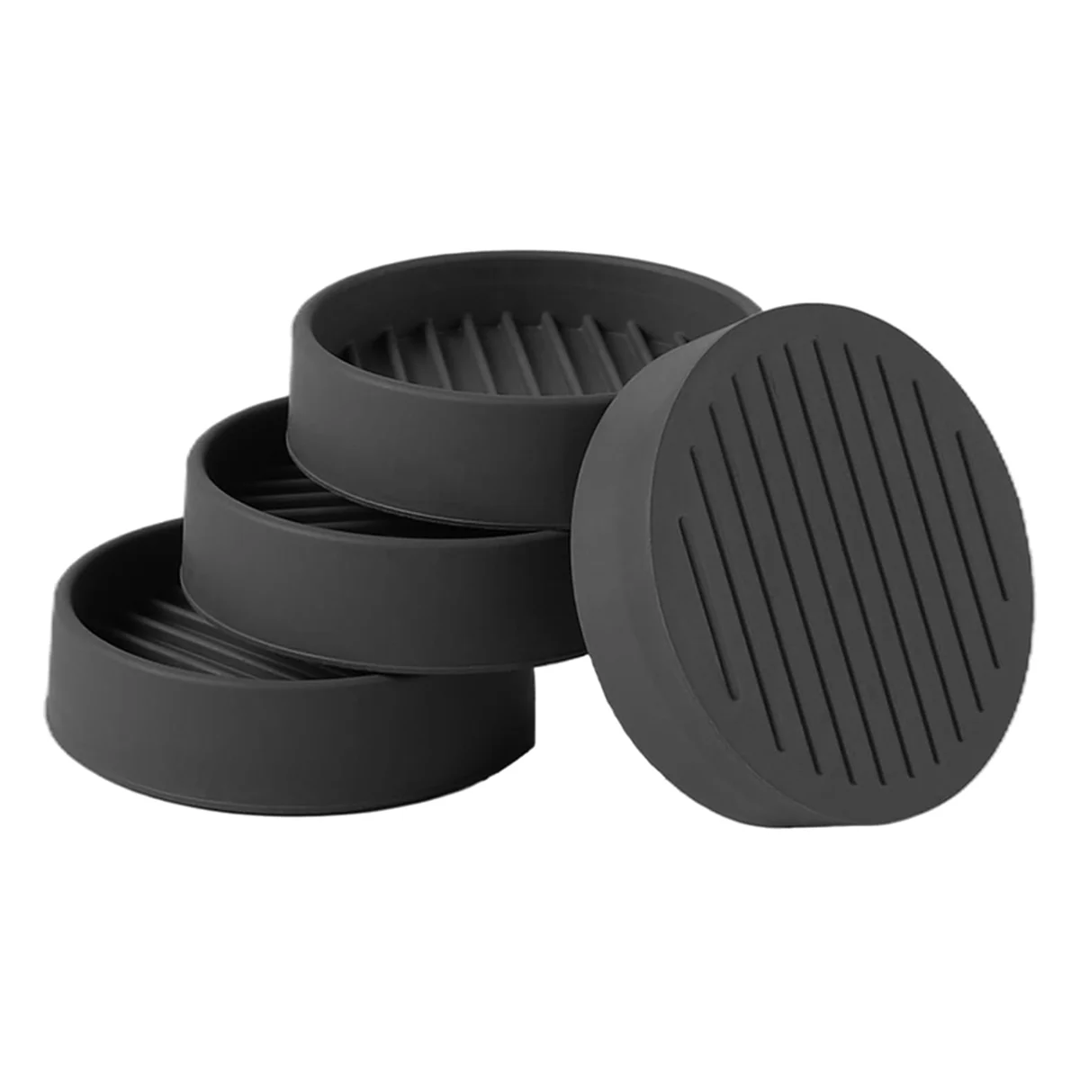 4Pcs Round Rubber Furniture Caster Cups, Anti-Sliding Furniture Pads Bed Stopper Floor Protectors Black