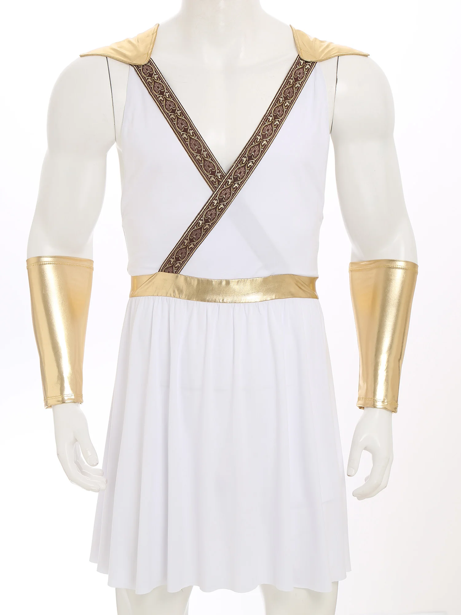 

Мужской костюм древнегреческого бога на Хэллоуин, косплей, гладиаторский рыцарь, воин, юбки, тога + манжеты, театральный наряд для выступлений