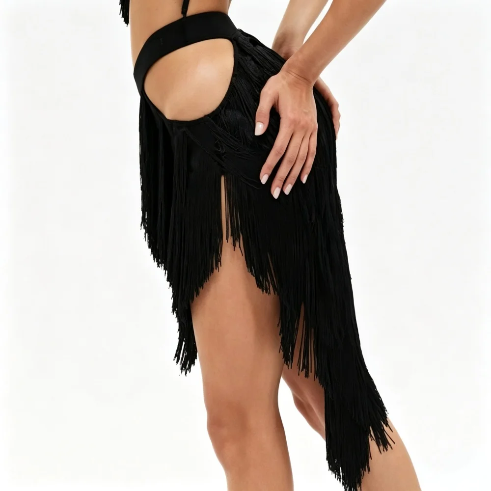 2026 Female Fringe Latin Dance Dress Sexy Low Neck Tassels Stage Performance Costumes Adult Women Cha Cha Samba Dance Wear