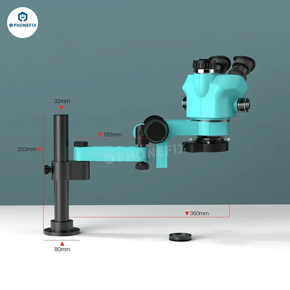 RF4 Trinocular Continuous Zoom Stereo Microscope 6 Speed Precise Locking 360 ° Rotation Adjustable Swing Arm Microscope Tool set