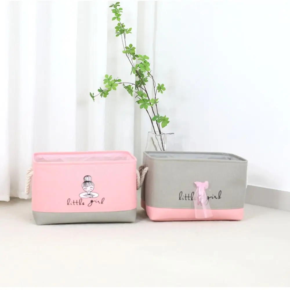 سلة الملابس، سلة تخزين كرتونية، توفير المساحة، سلة غسيل قابلة للطي مع مقبض، سلة ألعاب، تخزين أشتات #4