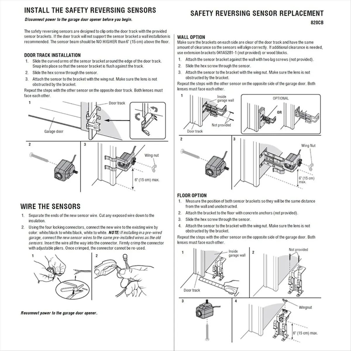 2026 NEW 2X 820CB SafetySensor Eye Bracket Kit, Garage Door Openers 1997 Onwards, Replacement 41A5034 A
