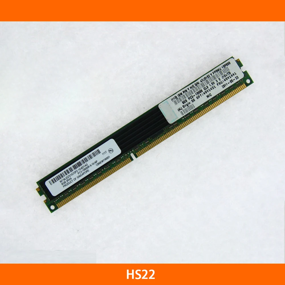 1PCS Server Memory For IBM HS22 PC3-10600R 8G DDR3 1333 VLP DIMM 49Y1431 49Y1441 47J0152 Fully Tested