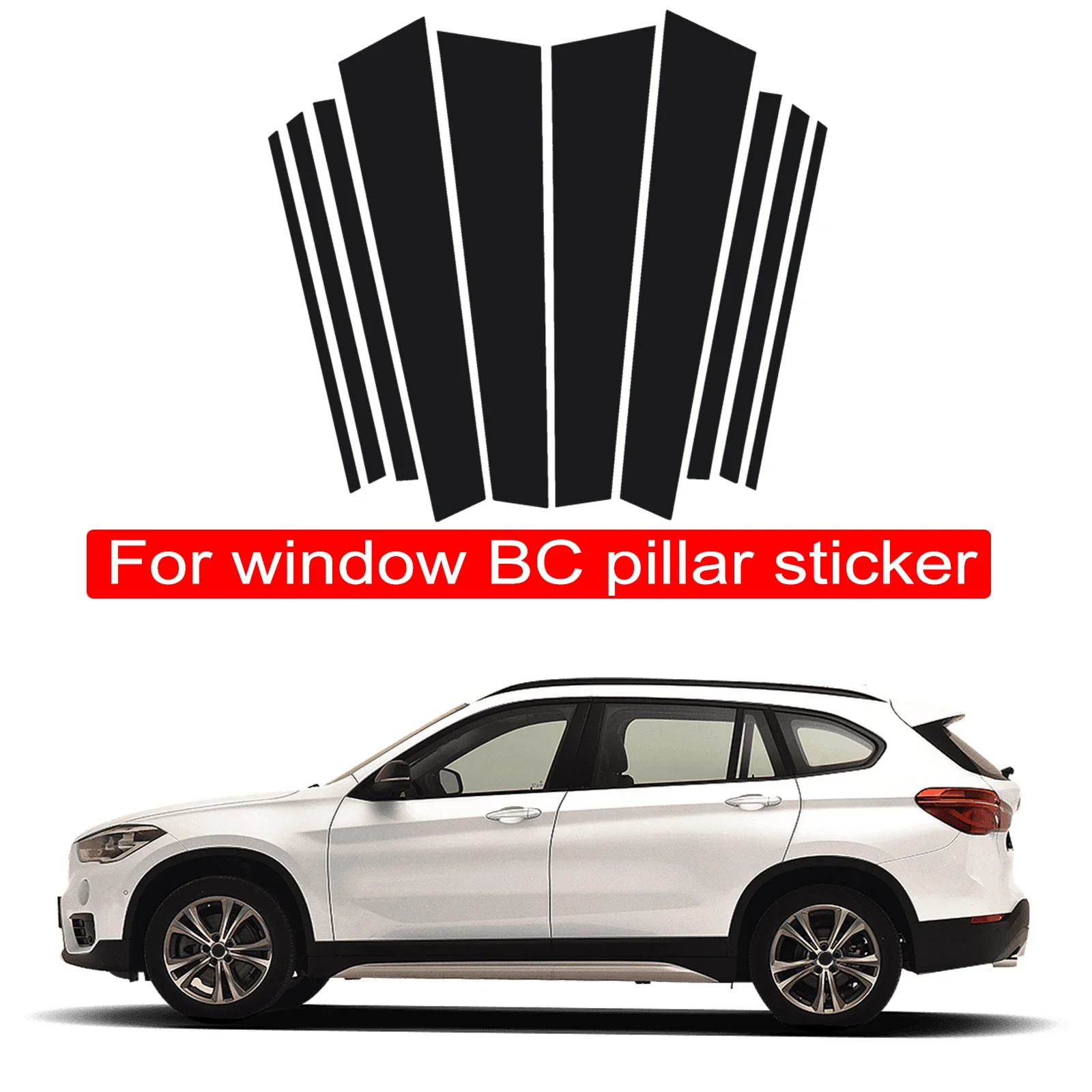 

10PCS Polished Pillar Posts Fit For BMW X1 F48 F49 2016-2019 Window Trim Cover BC Column Accessories Sticker Gloss Black