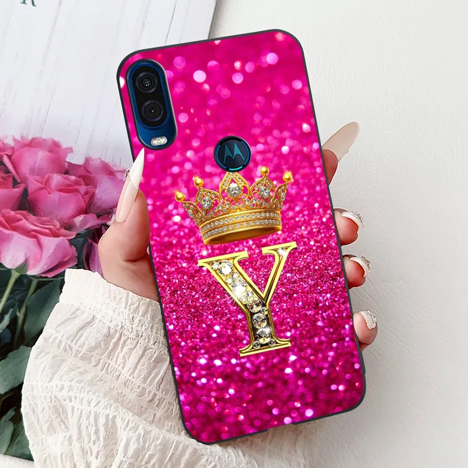 For Motorola One Vision Case XT1970-1 XT1970-2 New Luxury Crown Letters Cover Soft Silicone Phone Case For Moto One Vision Shell